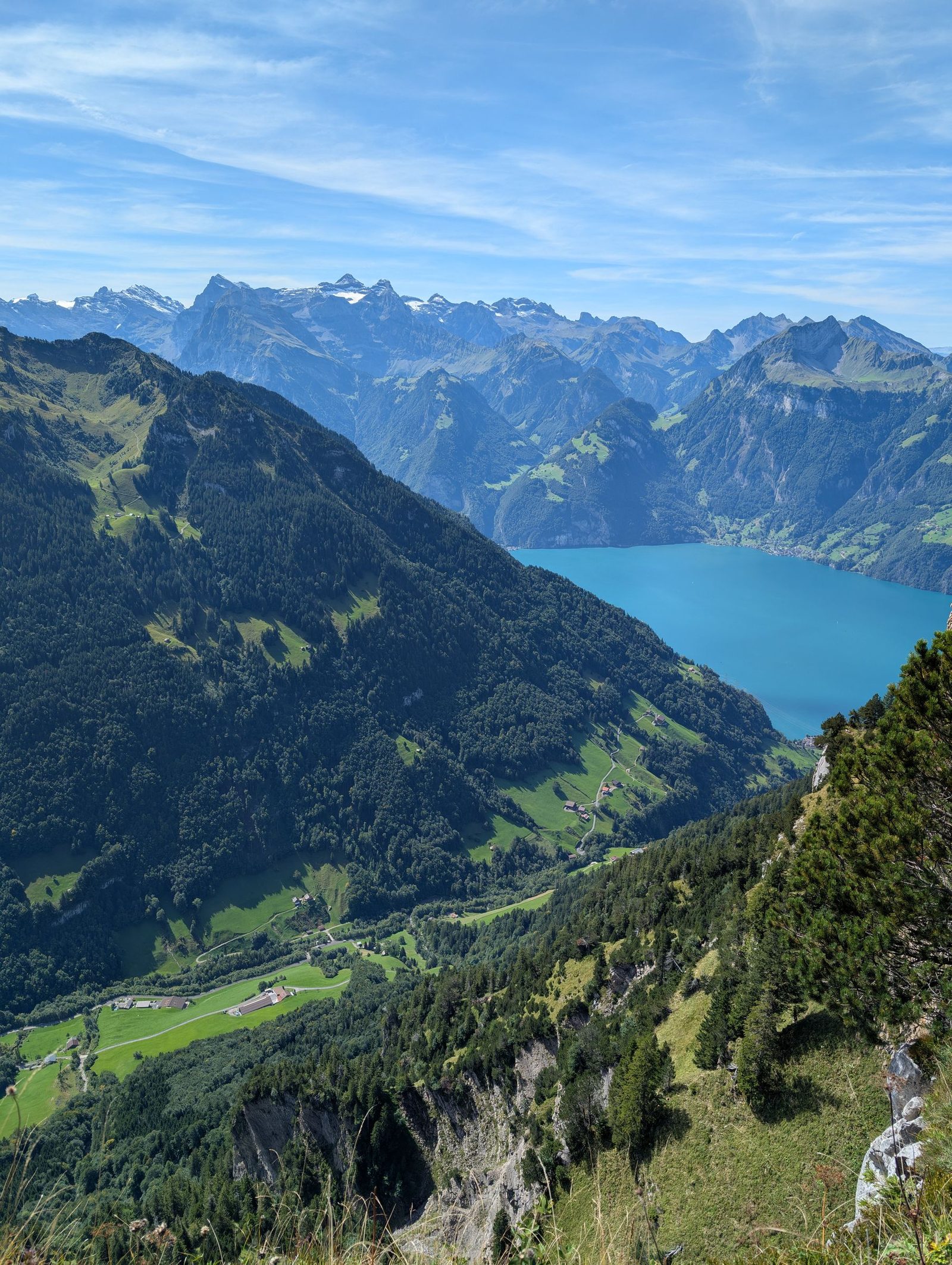 Vue du sommet Fronalpstock sur les lacs